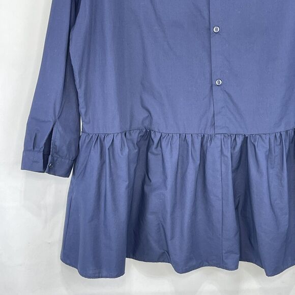 ZARA Basic Collection Top Womens Small Navy Peplum Loose Botton - Picture 6 of 14